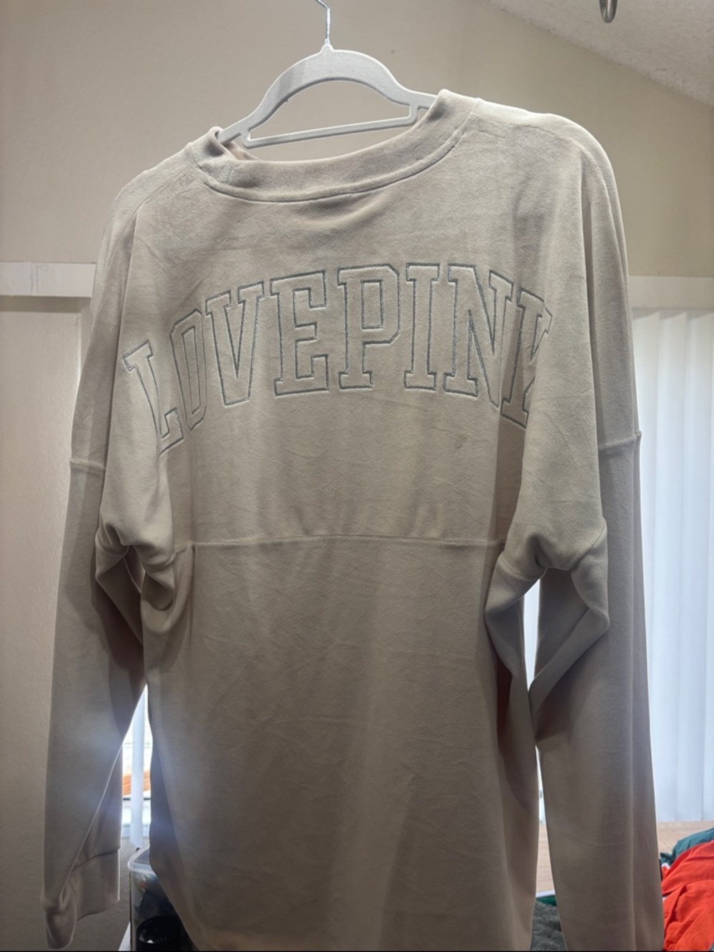 PINK Victoria's Secret Oversized Crewneck Sweatshirt - Light Beige